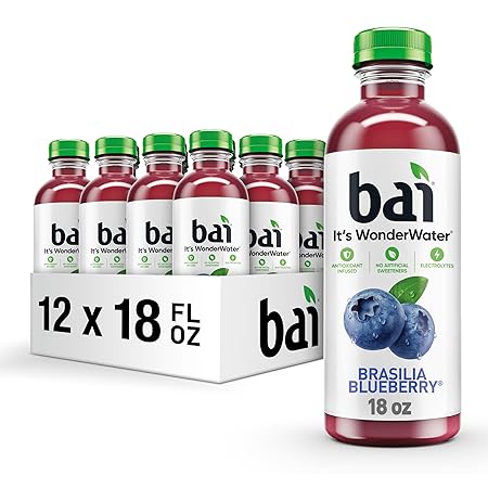 Bai Antioxidant Infused Water Beverage, Brasilia Blueberry, with Vitamin C and No Artificial Sweeteners, 18 Fluid Ounce Bottle, 12 Pack