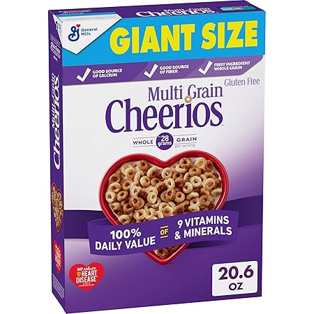 Multi Grain Cheerios, Heart Healthy Breakfast Cereal, Gluten Free, Giant Size, 20.6 oz