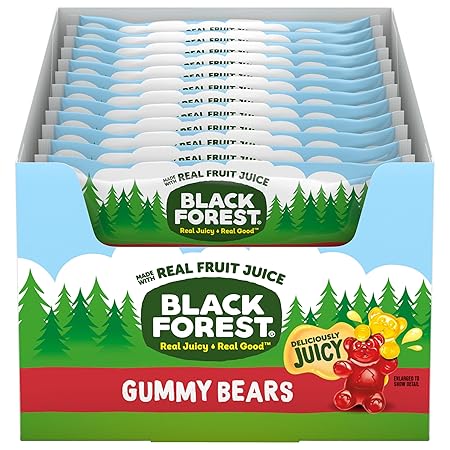 Black Forest Gummy Bears Candy, Made With Real Fruit Juice, 3 Ounce Pouches (Pack of 12)