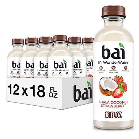 Bai Antioxidant Infused Water Beverage, Shala Coconut Strawberry, with Vitamin C and No Artificial Sweeteners, 18 Fluid Ounce Bottle, 12 Pack