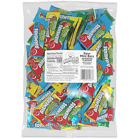 Airheads Mini SOUR Bars, Sour Watermelon Punch, Blue Blast, and Lemon Berry Squeeze, 5lb Bulk Bag