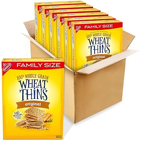 Wheat Thins Original Snacks, Whole Grain Wheat Crackers, Bulk Snack Crackers, Family Size, 6 - 14 oz Boxes