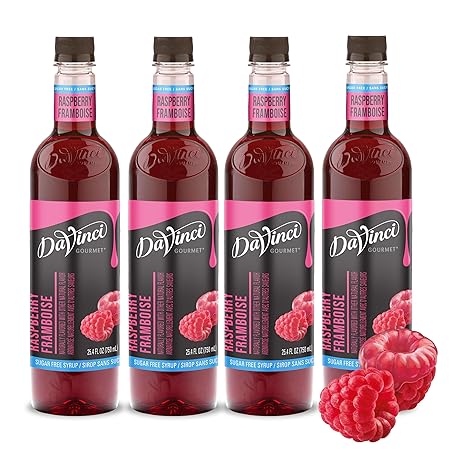 DaVinci Gourmet Sugar-Free Raspberry Syrup, 25.4 Fluid Ounces (Pack of 4)