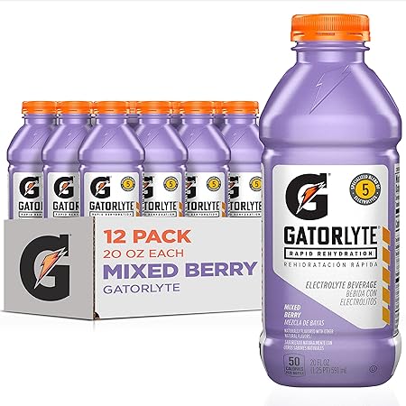 Gatorade Rapid Rehydration Electrolyte Beverage, Mixed Berry, 20oz Bottles (12 Pack)