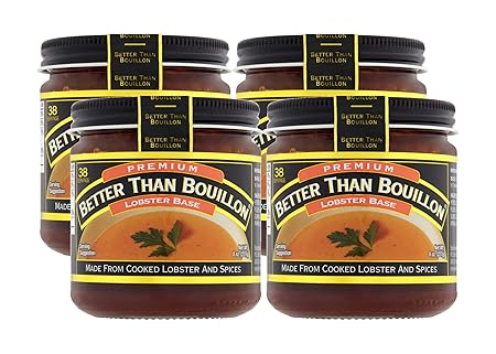 Better Than Bouillon Premium Lobster Base, Made from Select Cooked Lobster & Spices, Makes 9.5 Quarts of Broth 38 Servings, 8 Ounce (Pack of 4)