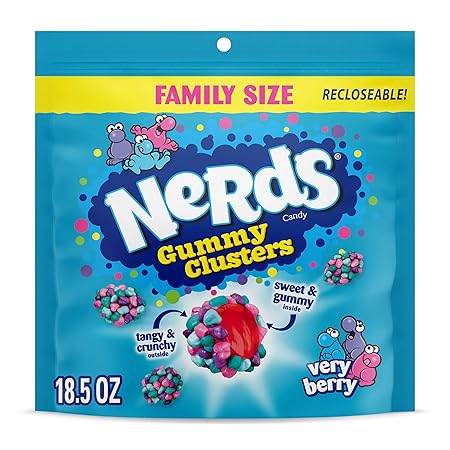 NERDS Gummy Clusters, Candy, Very Berry, Crunchy and Gummy, 18.5 oz