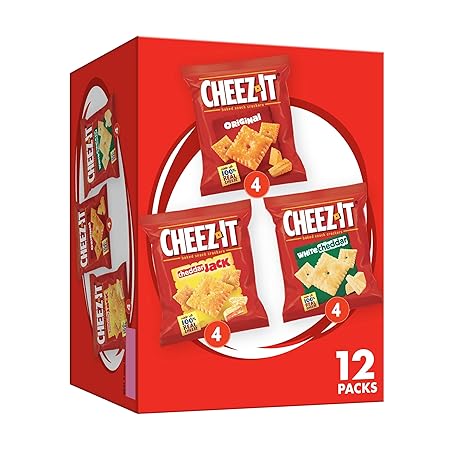 Cheez-It Cheese Crackers, Baked Snack Crackers, Lunch Snacks, Variety Pack, 12.1oz Box (12 Packs)