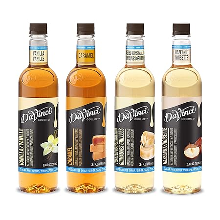 DaVinci Gourmet Sugar Free Syrup, Traditional Variety Pack - Caramel, Hazelnut, Toasted Marshmallow, Vanilla 25.4 Fl Oz (Pack of 4)