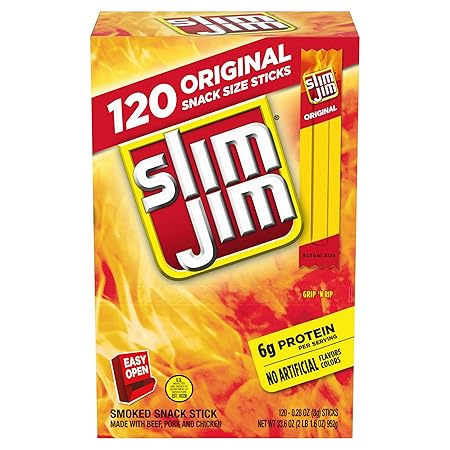 Slim Jim Snack-Sized Smoked Meat Stick, Original Flavor, .28 Oz. 120-Count