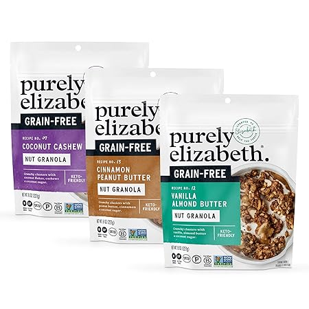 Purley Elizabeth Keto Granola Best Sellers Variety Pack, Made with Nuts and Seeds, Grain-Free, Gluten-Free, Non-GMO (3ct, 8oz Bags)