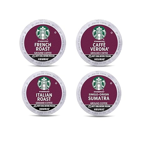 Starbucks K-Cup Coffee Pods, Dark Roast Coffee Variety Pack for Keurig Brewers, 100% Arabica, 1 Box (96 Pods)