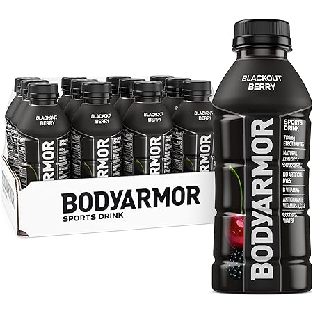 BODYARMOR Sports Drink Sports Beverage, Blackout Berry, Coconut Water Hydration, Natural Flavors With Vitamins, Potassium-Packed Electrolytes, Perfect For Athletes, 16 Fl Oz (Pack of 12)