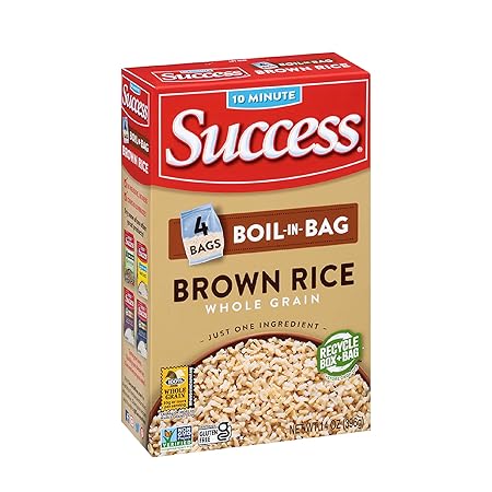 Success Boil-in-Bag Rice, Brown Rice, Quick and Easy Rice Meals, 14-Ounce Box
