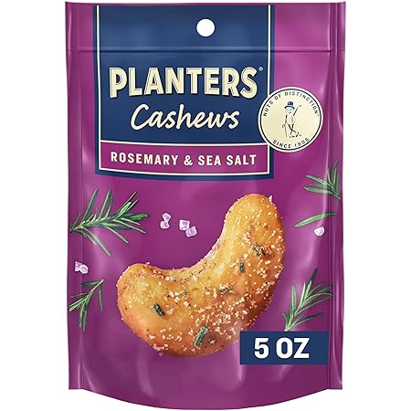 PLANTERS Cashews Rosemary & Sea Salt - Trail Mix Snack Packs - Snack with Rosemary & Sea Salt, Party Trail Mix, 5 Oz Bag, Pack of 1