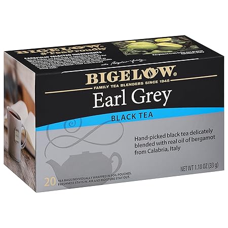 Bigelow Tea Earl Grey Black Tea, Caffeinated Tea, 20 Total Tea Bags (Pack of 1)