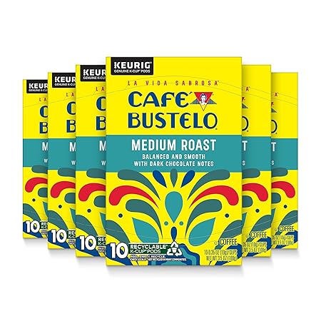 Café Bustelo Medium Roast Coffee, 10 Ct. K-Cup pods (Pack of 6)