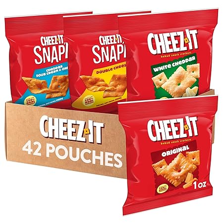 Cheez-It Cheese Crackers, Baked Snack Crackers, Lunch Snacks, Variety Pack (42 Packs)