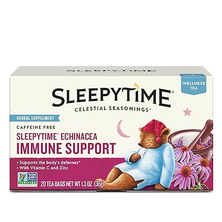 Celestial Seasonings Sleepytime Wellness Echinacea Immune Boost, Caffeine Free, 20 Tea Bags Box
