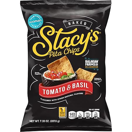 Stacy's Pita Chips, Tomato & Basil, 7.33 Ounce