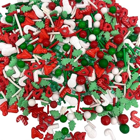 Edible Christmas Sprinkles for Cookie Decorating Christmas Tree Snowman Red and Green Pearl Sprinkles Holiday Christmas Themed Cake Cupcakes Toppers Decoratings