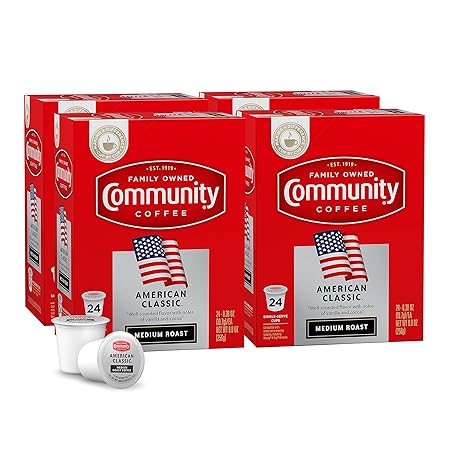Community Coffee American Classic 96 Count Coffee Pods, Compatible with Keurig 2.0 K-Cup Brewers, 24 Count (Pack of 4)