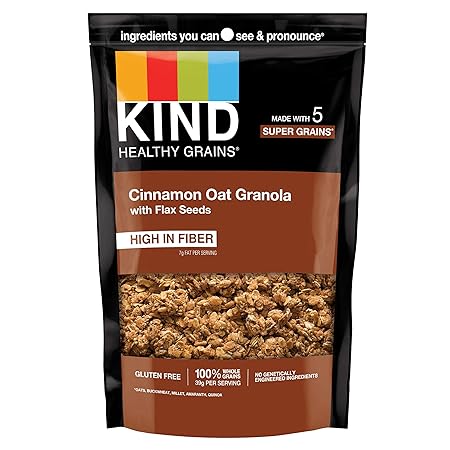 KIND Healthy Grains Granola, Cinnamon Oat Clusters with Flax Seeds, Healthy Snacks, Gluten Free, 100% Whole Grains, 5g Protein, 11oz, 1 Count