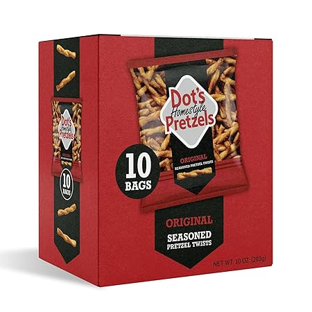 Dot's Pretzels Original Seasoned Pretzel Twist Snack, 1oz Individually Sized Bag (10 Count)