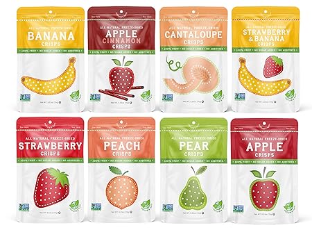 Nature’s Turn Freeze-Dried Fruit Crisps –Healthy, Gluten-Free,Crispy & Delicious, Plant-Based Snack, Ideal for Cereal, Smoothies, School Lunches, & On-the-Go, Mega Variety Pack of 8 (0.53 oz Each)