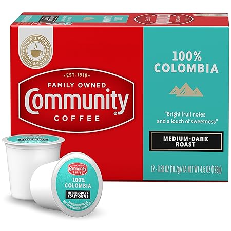 Community Coffee 100% Colombia Coffee Pods, Medium Dark Roast, Compatible with Keurig 2.0 K-Cup Brewers,12 Count (Pack of 3)