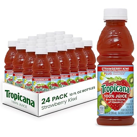 Tropicana 100% Strawberry Kiwi Juice,Single Serve, 10 Fl Oz Bottles (Pack of 24) - Real Fruit Juice, Vitamin C, B & E Rich, No Added Sugars, No Artificial Flavors