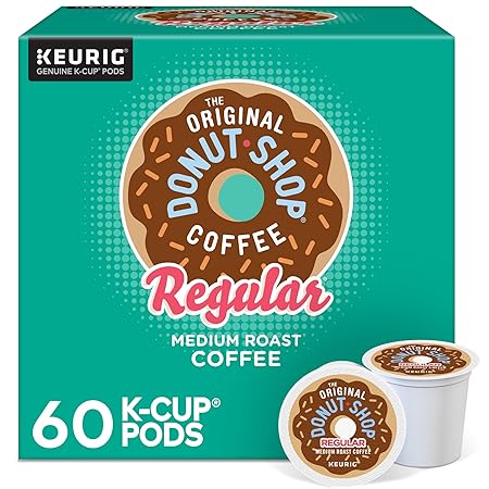 The Original Donut Shop Regular, Keurig Single Serve K-Cup Pods, Medium Roast Coffee, 60 Count, (6 Packs of 10)