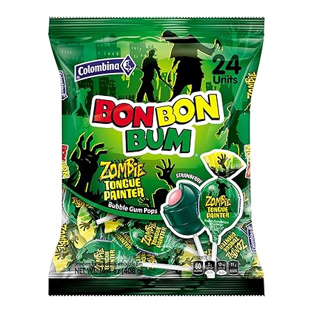 Colombina Bon Bon Bum Lollipops - Zombie Tongue Painter Party Treat, 24 Count (Pack of 1)