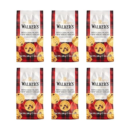 Walker's Shortbread Mini Chocolate Chip Cookies, Pure Butter Shortbread Cookies, 4.4 Oz (Pack of 6)