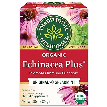Traditional Medicinals Tea, Organic Echinacea Plus, Promotes Immune Function, w/Spearmint, 16 Tea Bags