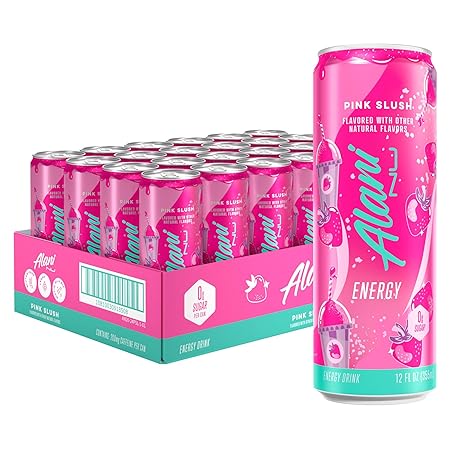 Alani Nu PINK SLUSH, Sugar Free, Low Calorie Energy Drinks, 200mg Caffeine, Biotin, B Vitamins, Zero Sugar, 5 Calories, 12 Fl Oz Cans, 24 Pack