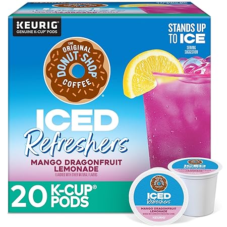 The Original Donut Shop Iced Refreshers, Mango Dragonfruit Lemonade Flavor, Keurig Single Serve K-Cup Pods, 20 Count