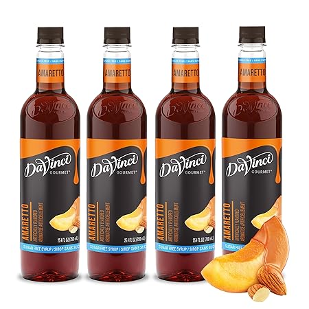 DaVinci Gourmet Sugar-Free Amaretto Syrup, 25.4 Fluid Ounces (Pack of 4)