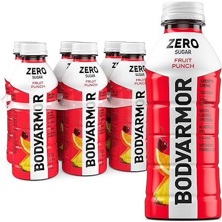 BODYARMOR ZERO Sugar Fruit Punch, Sugar Free Sports Drink - Low-Calorie Hydration - Natural Flavors with Potassium Packed Electrolytes, Antioxidants, and B-vitamins, 20 fl oz (pack of 6)
