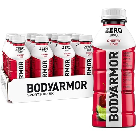 BODYARMOR ZERO Sugar Cherry Lime, Sugar Free Sports Drink - Low-Calorie Hydration - Natural Flavors with Potassium Packed Electrolytes, Antioxidants, and B-vitamins, 16 fl oz (pack of 12)