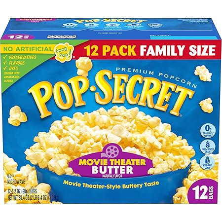 Pop Secret Microwave Popcorn, Movie Theater Butter, Flavor, 3.2 Oz Sharing Bags, 12 Ct