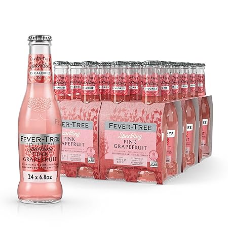 Fever Tree Sparkling Pink Grapefruit - Premium Mixer - Refreshing Beverage for Cocktails & Mocktails. Naturally Sourced Ingredients, No Artificial Sweeteners or Colors - 200 ML Bottles - Pack of 24