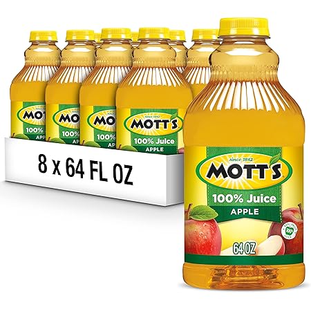 Mott's 100% Original Apple Juice, 64 Fl Oz Bottle (Pack Of 8), 2 Servings Of Fruit Per Cup, 100% Fruit Juice, Gluten-free, Caffeine-free, Kosher, And Contains No Artificial Colors Or Sweeteners