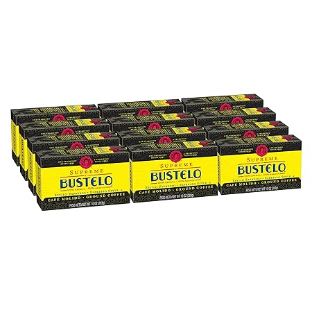 Café Bustelo Supreme by Bustelo Espresso Style Dark Roast Ground Coffee Brick, 10 Ounces (Pack of 12)