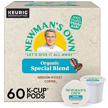 Newman's Own Organic Special Blend, Keurig Single Serve K-Cup Pods, Medium Roast Coffee, 60 Count, (6 Packs of 10)