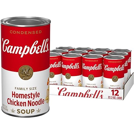 Campbell’s Condensed Homestyle Chicken Noodle Soup, 22.2 oz Family Size Can (12 Pack)