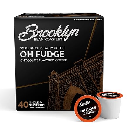 Brooklyn Beans Oh Fudge Gourmet Coffee Pods - Compatible with Keurig K Cup Brewers Including 2.0 Machines, 40 Count, Rich Chocolate Flavored