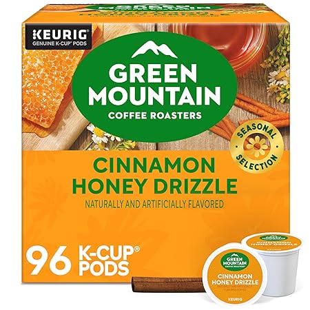 Green Mountain Coffee Roasters Cinnamon Honey Drizzle Flavored Coffee, Single Serve Keurig K-Cup Pod, 96-count pods, (4 Pack of 24)