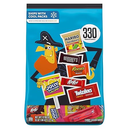 Hershey Miniatures Assorted Flavored, Halloween Candy Bulk Bag, 97.96 oz (330 Pieces)