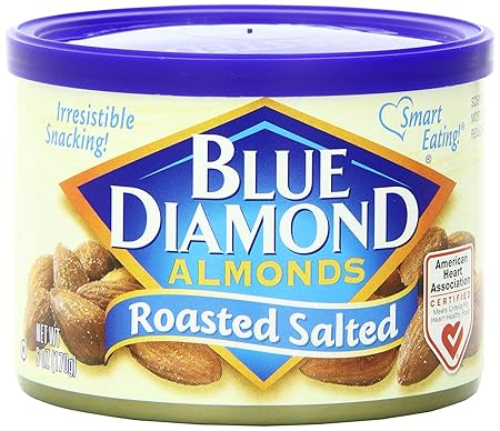 Blue Diamond Almonds, Roasted Salted Snack Nuts, 6 Ounce Can (Pack of 12)