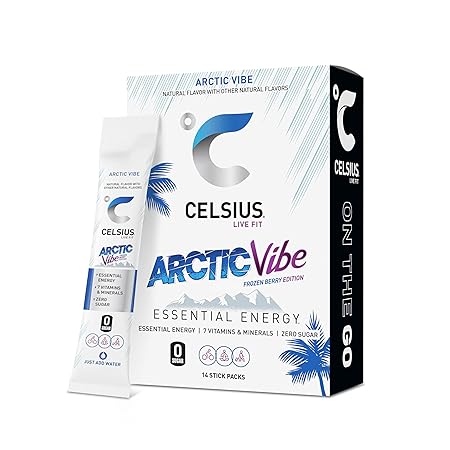 CELSIUS® On-the-Go Powder Sticks Arctic Vibe, Essential Energy 2.5 Oz (14 Sticks per Pack)
